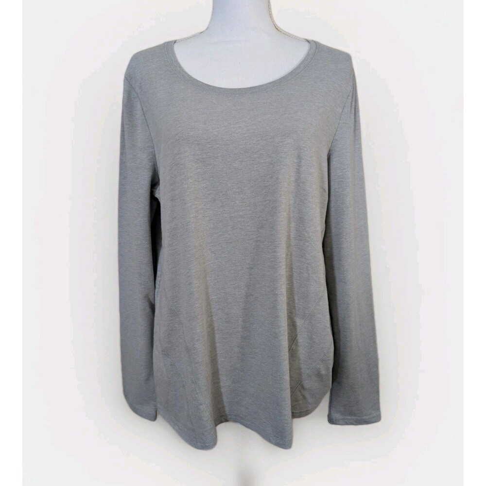 Kim Rogers Women’s L Gray Activewear Top Long Sleeve Jersey Knit Stretch